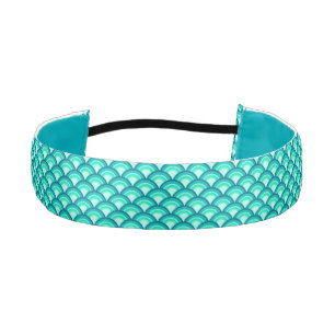 Art Deco wave pattern - turquoise and cobalt Athletic Headband