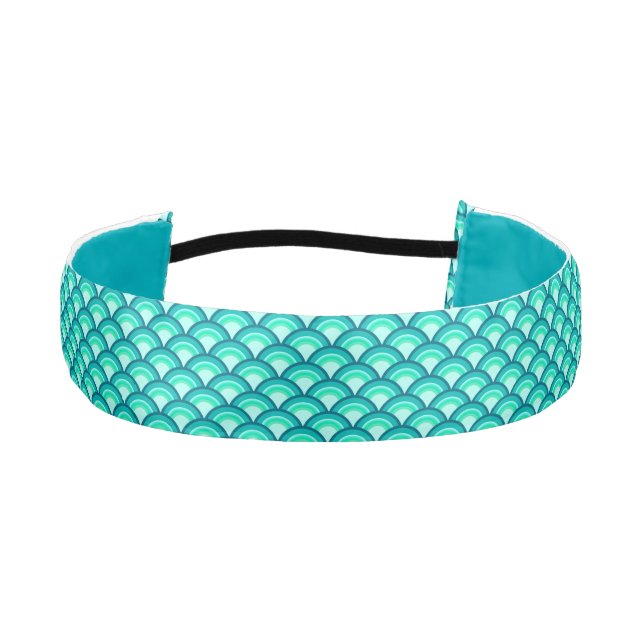 Art Deco wave pattern - turquoise and cobalt Athletic Headband (Front)