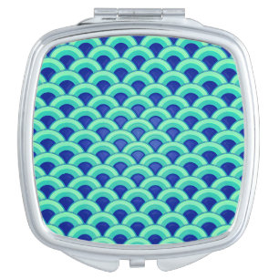 Art Deco wave pattern - turquoise and cobalt Mirror For Makeup