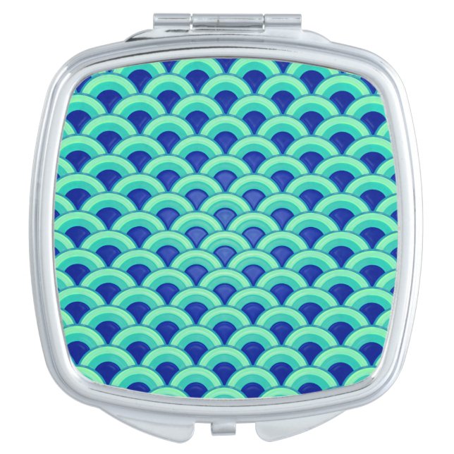 Art Deco wave pattern - turquoise and cobalt Mirror For Makeup (Front)