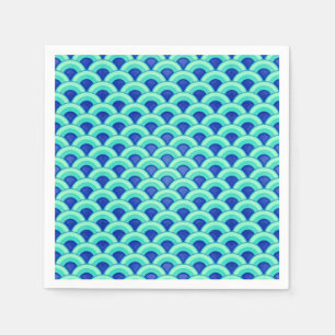 Art Deco wave pattern - turquoise and cobalt Napkins