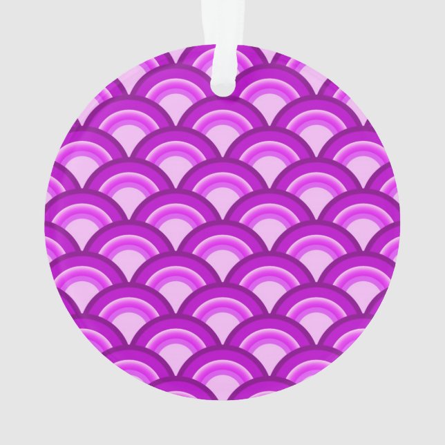 Art Deco wave pattern - violet and orchid Ornament (Back)