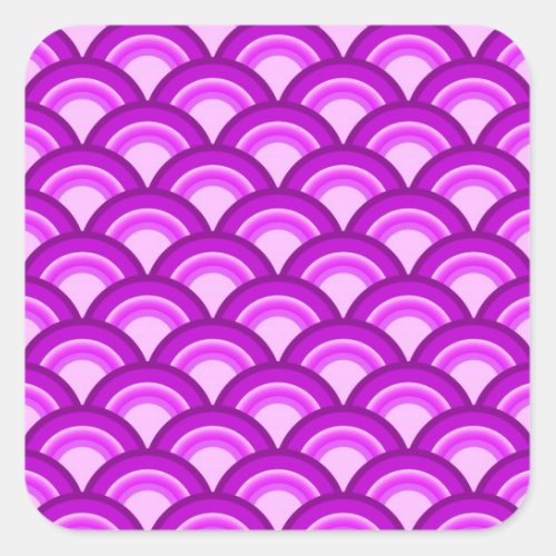 Art Deco wave pattern _ violet and orchid Square Sticker