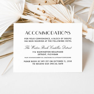 Art Deco Wedding Accommodations One Hotel Enclosure Card