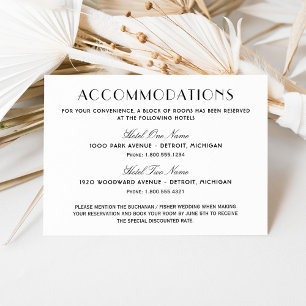 Art Deco Wedding Accommodations Two Hotels Enclosure Card