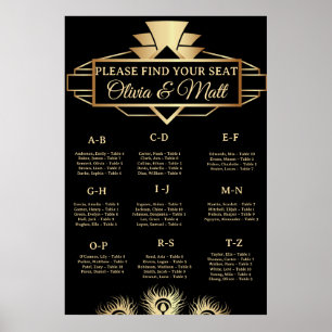 Art Deco Wedding Alphabetical Seating Poster