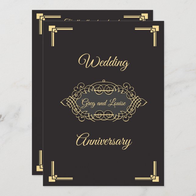 Art Deco Wedding Anniversary Celebration Invitation (Front/Back)