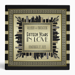 Art Deco Wedding Anniversary Champagne Gold Gatsby 3 Ring Binder
