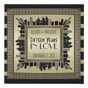 Art Deco Wedding Anniversary Champagne Gold Gatsby Faux Canvas Print