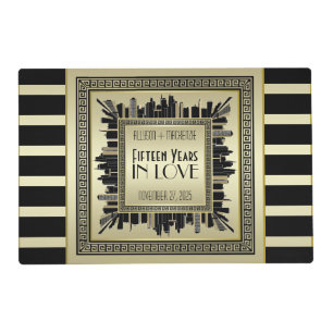 Art Deco Wedding Anniversary Champagne Gold Gatsby Placemat
