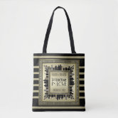 Gatsby Art Deco Black Book Tote Bag