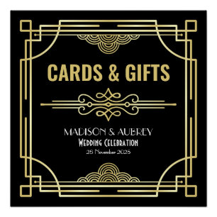 Art Deco Wedding Cards & Gifts Gold Black Party Poster