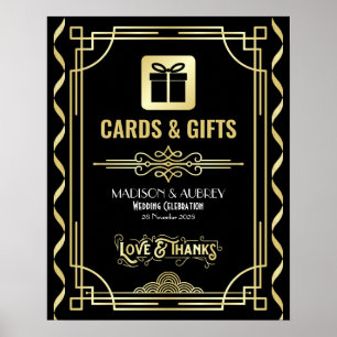 Art Deco Wedding Cards & Gifts Gold Black Sign