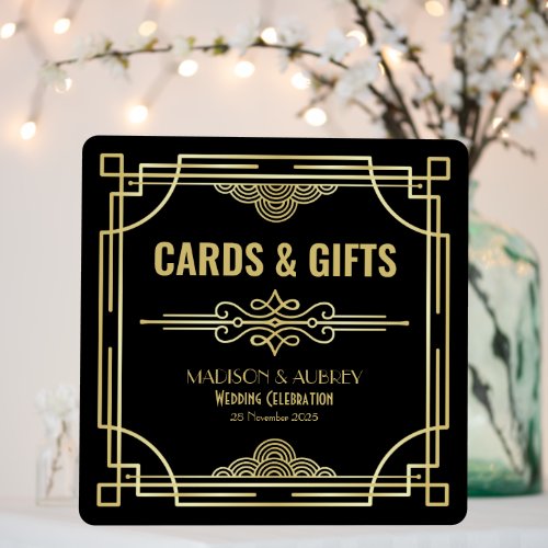 Art Deco Wedding Cards  Gifts Gold Classic Black Foam Board