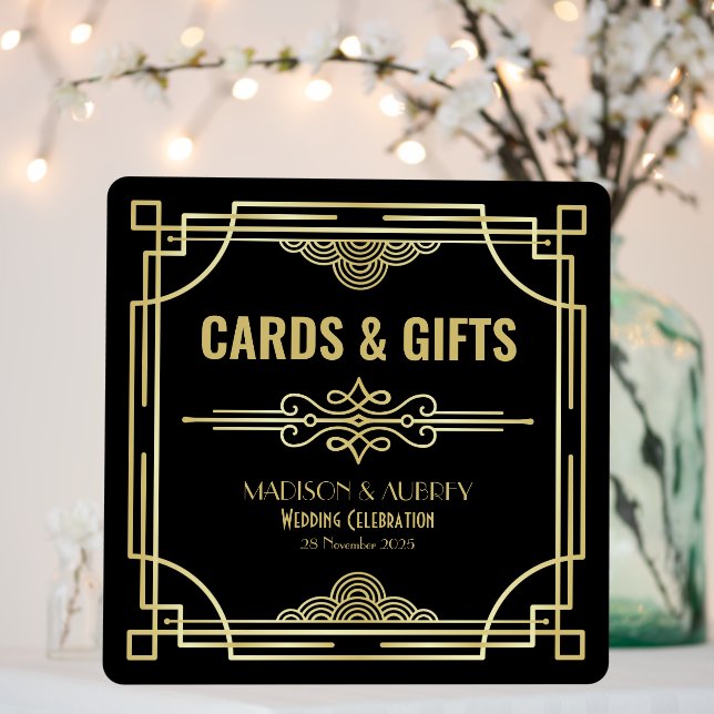 Art Deco Wedding Cards & Gifts Gold Classic Black Foam Board (In Situ (Wedding))