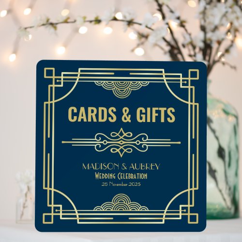 Art Deco Wedding Cards  Gifts Gold Dark Blue Part Foam Board
