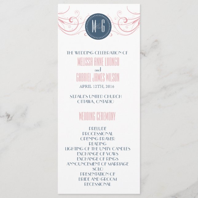 Art Deco Wedding Ceremony Program (Front)