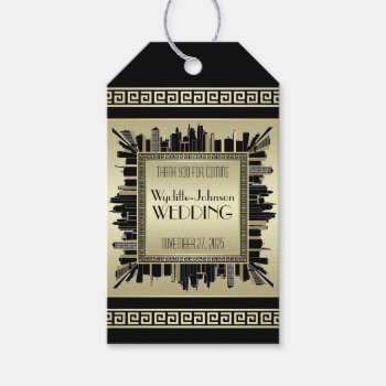 Art Deco Wedding Champagne Gold Gatsby Glamour Gift Tags by BCVintageLove at Zazzle