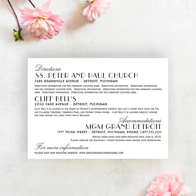 Art Deco Wedding Details and Directions Enclosure Card (Creator Uploaded)