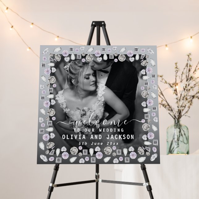 Art Deco Wedding Diamond Black and White Foam Board (In Situ (Stand))
