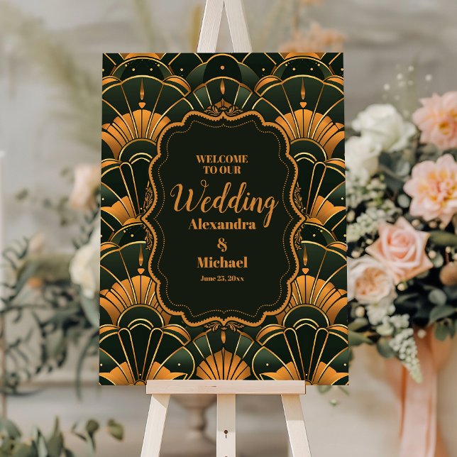 Art Deco Wedding Diamond Gold and Green  Foam Board (Creator Uploaded)