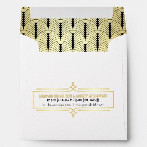 Art Deco Wedding Elegant Gold Black Gatsby Address Envelope