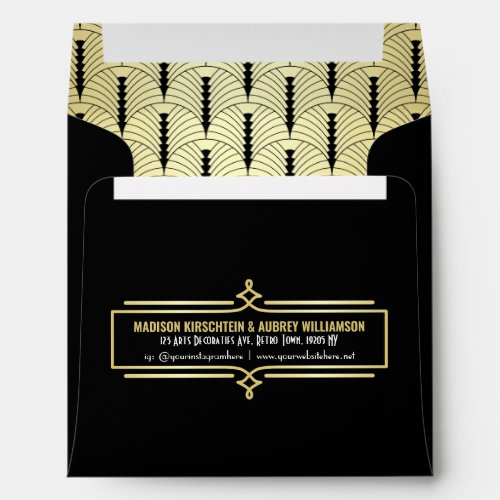 Art Deco Wedding Elegant Gold Black Gatsby Envelope