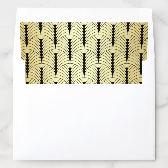 Art Deco Wedding Elegant Gold Black Great Gatsby Envelope Liner (In Envelope)