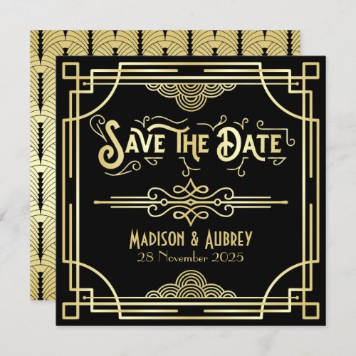 Art Deco Wedding Elegant Gold Black Great Gatsby Save The Date