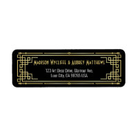 Art Deco Wedding Elegant Gold Black Return Address