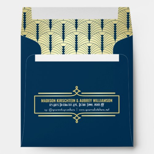Art Deco Wedding Elegant Gold Blue Great Gatsby Envelope