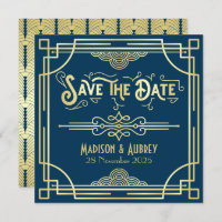 Art Deco Wedding Elegant Gold Blue Great Gatsby