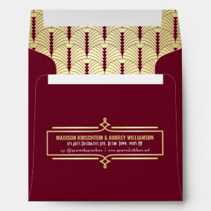 Art Deco Wedding Elegant Gold Burgundy Gatsby Envelope