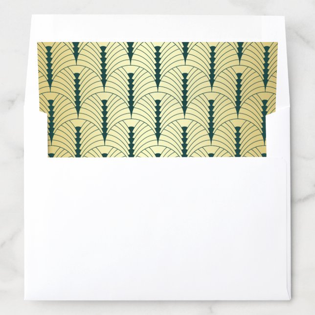 Art Deco Wedding Elegant Gold Green Great Gatsby Envelope Liner (In Envelope)
