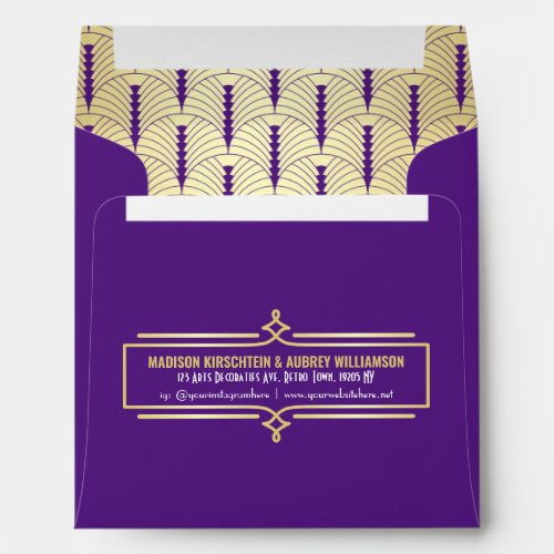 Art Deco Wedding Elegant Gold Purple Gatsby Envelope