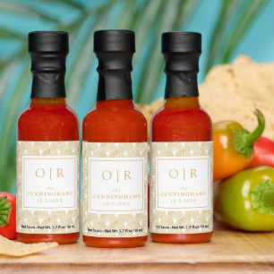Art Deco Wedding Favor Monogram Hot Sauce
