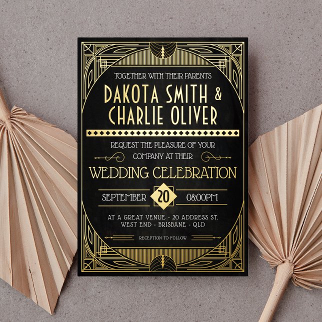 Art Deco Wedding Foil Invitation (Creator Uploaded)