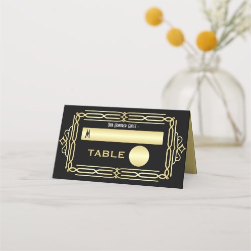 Art Deco Wedding Gold Black Elegant Setting Escort Place Card
