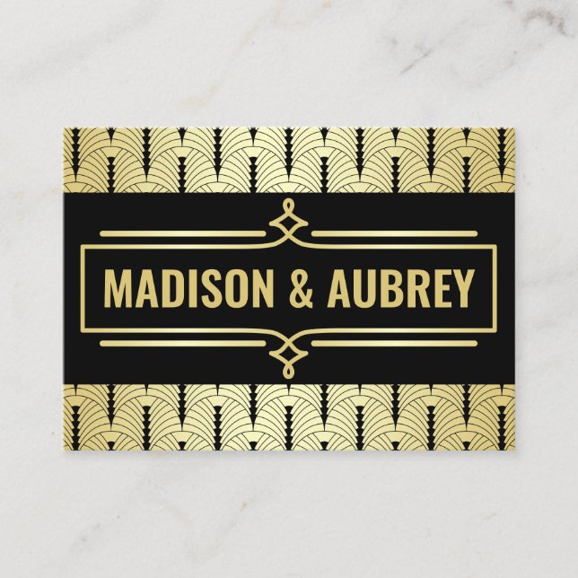 Art Deco Wedding Gold Black Gatsby Direction Map Enclosure Card (Front)