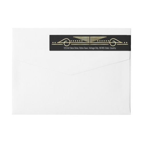 Art Deco Wedding Gold Black Gatsby Return Address Wrap Around Label