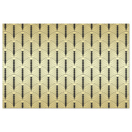 Art Deco Wedding Gold Black Palmetto Pattern Retro Tissue Paper