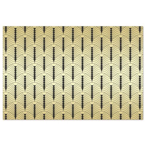 Art Deco Wedding Gold Black Palmetto Pattern Retro Tissue Paper