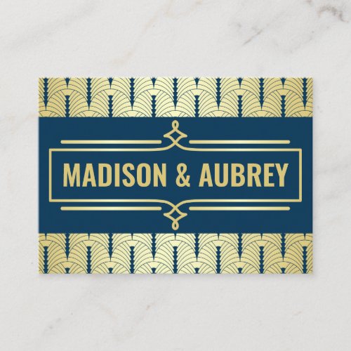 Art Deco Wedding Gold Blue Gatsby Direction Map Enclosure Card