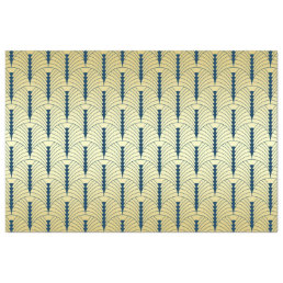 Art Deco Wedding Gold Blue Palmetto Pattern Tissue Paper