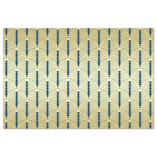 Art Deco Wedding Gold Blue Palmetto Pattern Tissue Paper