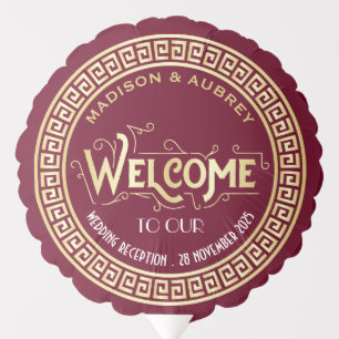 Art Deco Wedding Gold Burgundy Dinner Party Balloon