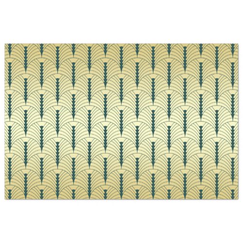 Art Deco Wedding Gold Green Palmetto Pattern Tissue Paper