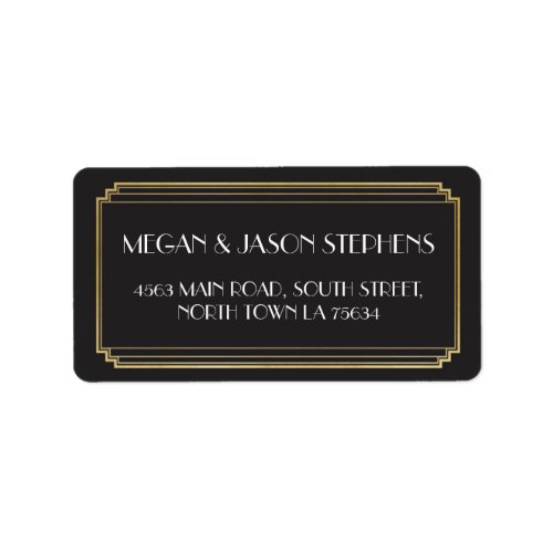 Art Deco Wedding Gold Return Address Label Art