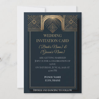 Art Deco Wedding Invitation | Navy & Gold Gatsby