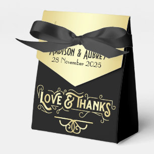 Art Deco Wedding Love & Thanks Gold Black Favor Favor Boxes